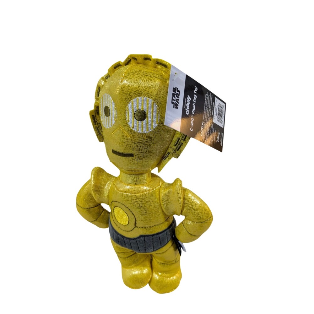 Star Wars C-3PO Plush Dog Toy Chewy Gold Metallic Squeaky Crinkle New with Tags